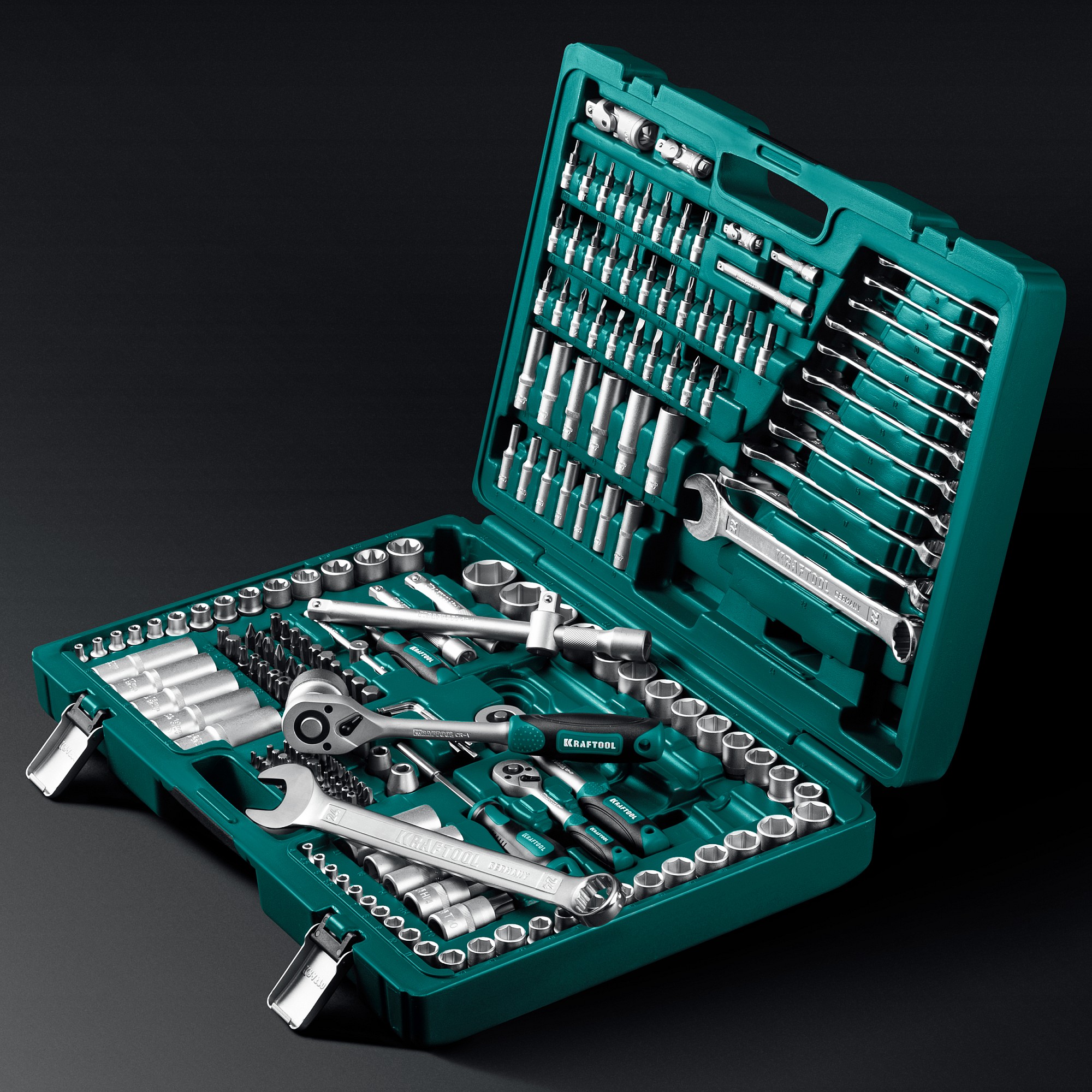 KRAFTOOL X Drive, 216 предм., (1/2″+3/8″+1/4″), универсальный набор инструмента (27888-H216)