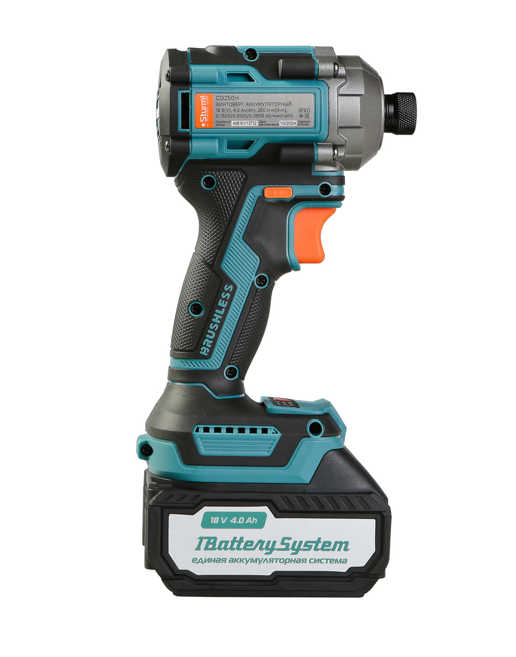 CD250H Винтоверт ударн б/щ Sturm!, 18В, 1BatterySystem, 250Нм, 1/4", 1x4.0Ач, кейс