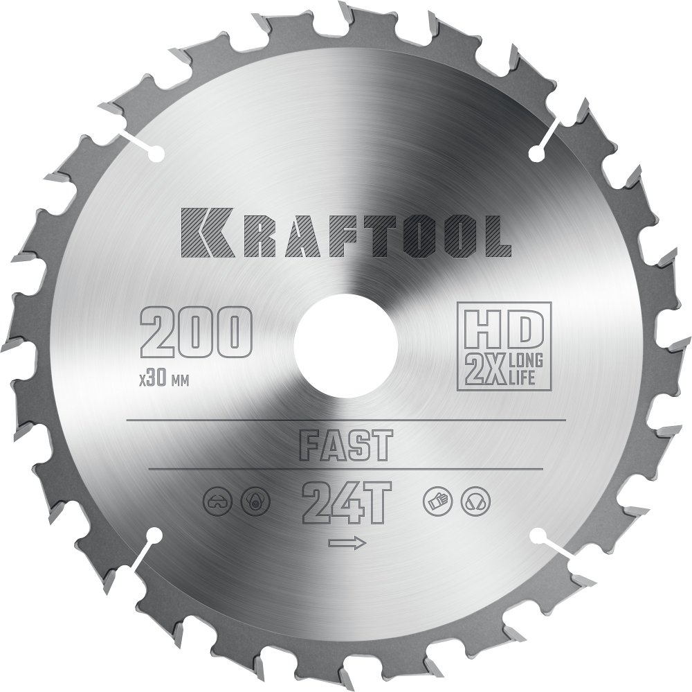 KRAFTOOL Fast 200х30мм 24Т, диск пильный по дереву
