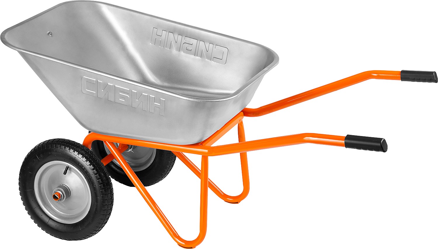 СИБИН СТ-22, 110 л, 200 кг, двухколесная, оцинкованная сталь, строительная тачка (39905)