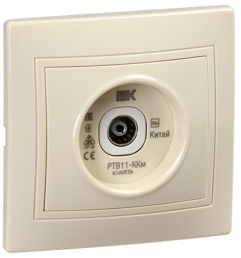 KVARTA Розетка TV проходная РТВ11-ККм кремовый IEK