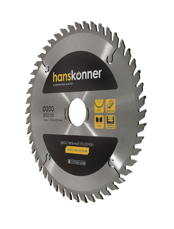 Пильный диск по дереву 200x32/30мм, 48 зубьев, Hanskonner
