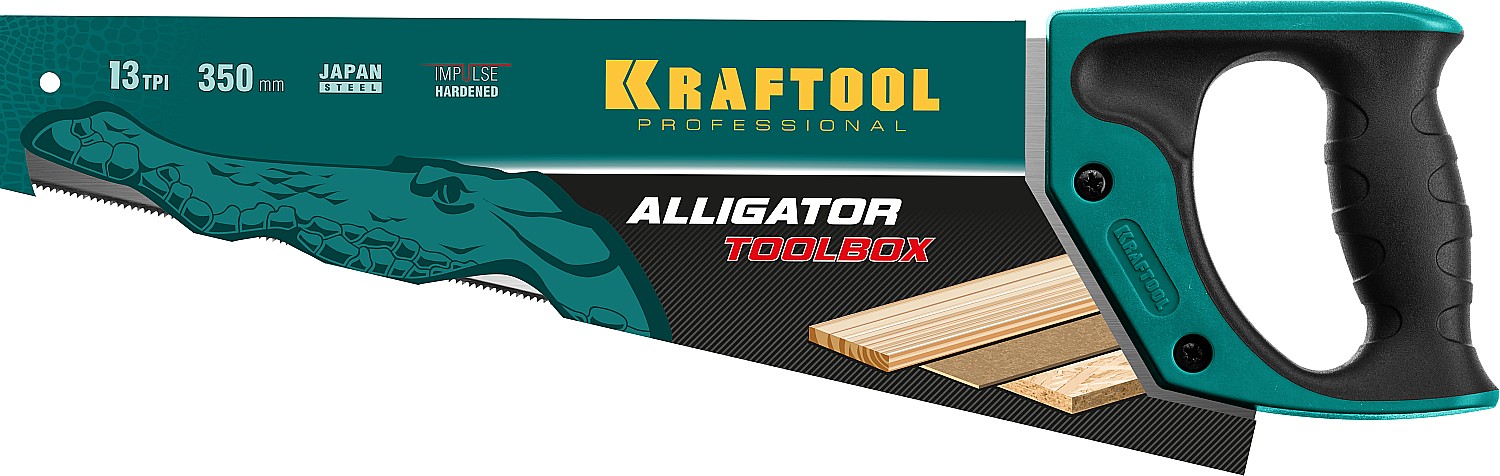 KRAFTOOL Alligator Toolbox 13 350 мм, Ножовка по дереву (15227-35)
