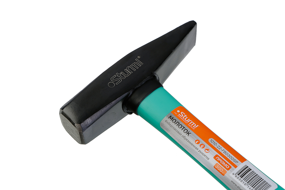 Слесарный молоток,ЗАЩИТА ОТ РАСКОЛА,фибергласс, кованый боек 300гр, Sturm! ПРОМО