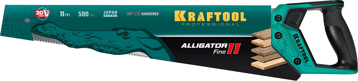 KRAFTOOL Alligator Fine 11 500 мм, Ножовка для точного реза (15203-50)