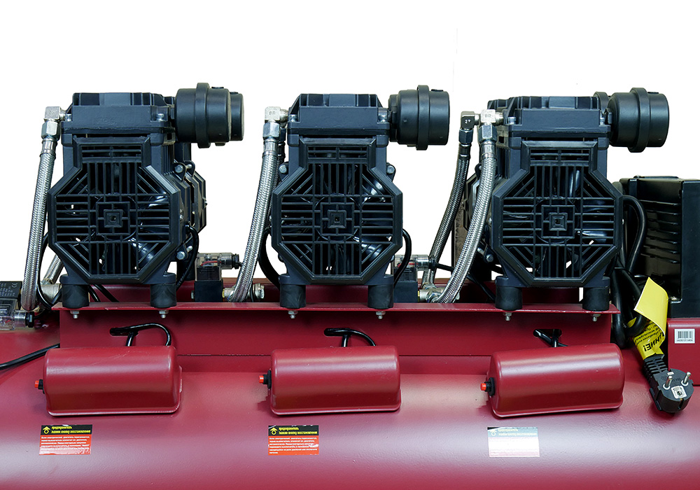 Компрессор безмасляный ВК1-100БМБ Энергомаш ГАРАНТ 3х1500Вт,720л/м, ресивер 100л,,бесшумный