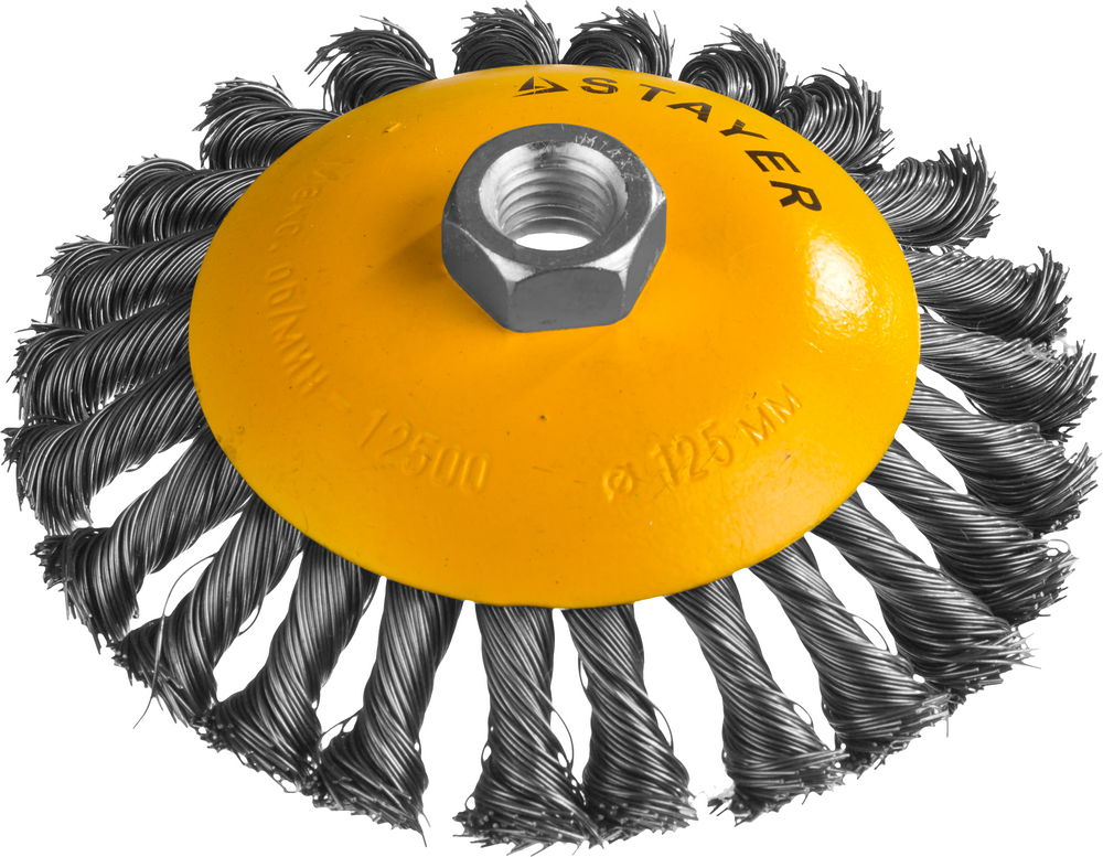 STAYER 125 мм, жгутированная стальная проволока, 0.5 мм, Щетка коническая, PROFESSIONAL (35135-125)
