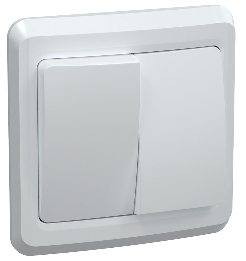 VEGA Выключатель 2-клавишный ВС10-2-0-ВБ 10А белый IEK