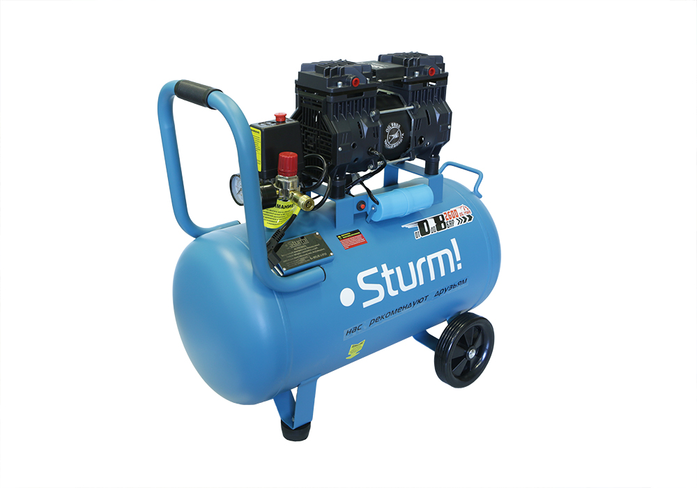 AC93250OL Компрессор воздуш.безмасл.Sturm! 1,5кВт, 240л/мин, ресивер 50л,  бесшум.,"профи"