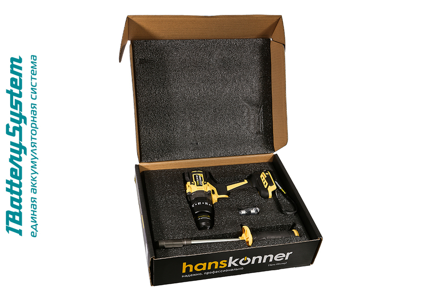 Аккумуляторный шуруповерт Hanskonner HCD18165BL 1BatterySystem