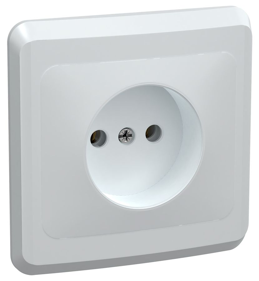 VEGA Розетка 1-местная РС10-2-ВБ без заземляющего контакта без защитной шторки 10А белый IEK