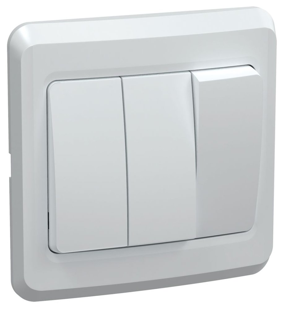 VEGA Выключатель 3-клавишный ВС10-3-0-ВБ 10А белый IEK