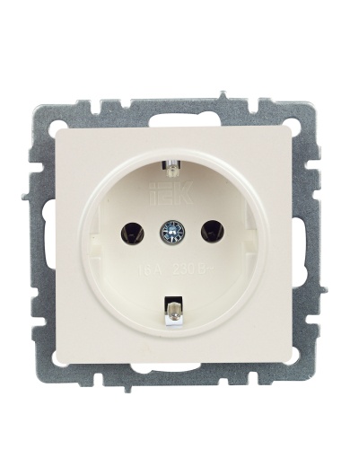 BRITE Розетка 1-местная с заземлением без защитных шторок 16А РС11-1-0-БрЖ жемчуг IEK
