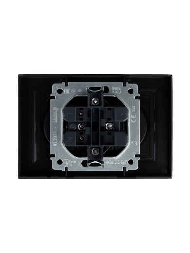 BRITE Розетка 2-местная без заземления с защитными шторками 10А в сборе РСш12-2-БрГ графит IEK