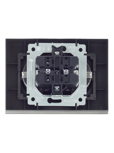 BRITE Розетка 2-местная с заземлением с защитными шторками 16А в сборе РСш12-3-БрС сталь IEK