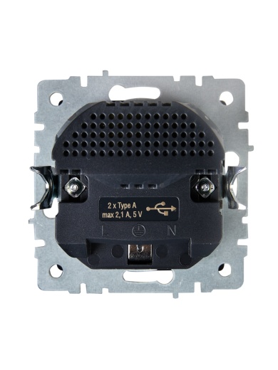 BRITE Розетка 1-местная с заземлением с защитными шторками 16А с USB A+A 5В 2,1А РЮш10-1-БрЖ жемчуг IEK