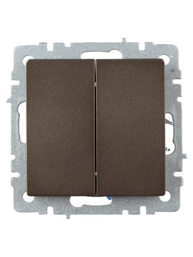 BRITE Выключатель 2-клавишный проходной 10А ВС10-2-6-БрТБ темная бронза IEK