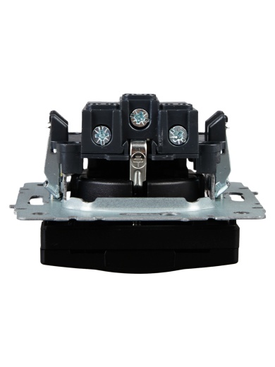 BRITE Розетка 1-местная с заземлением с защитными шторками и крышкой 16А IP20 РСбш10-3-БрЧ черный IEK