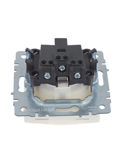 BRITE Розетка 1-местная с заземлением с защитными шторками и крышкой 16А IP44 РСбш10-3-44-БрЖ жемчуг IEK