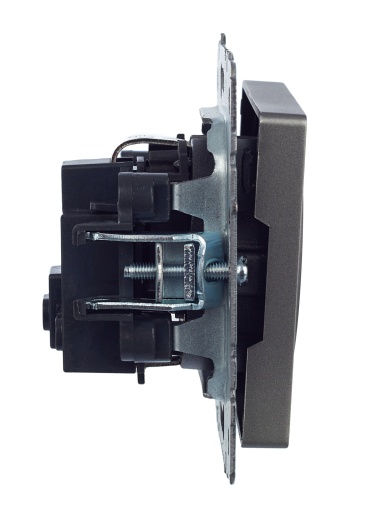 BRITE Розетка 1-местная с заземлением с защитными шторками 16А РС14-1-0-БрС сталь IEK