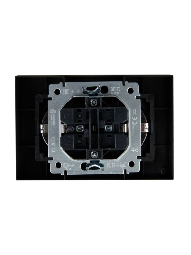 BRITE Розетка 2-местная с заземлением без защитных шторок 16А в сборе РС12-3-БрС сталь IEK