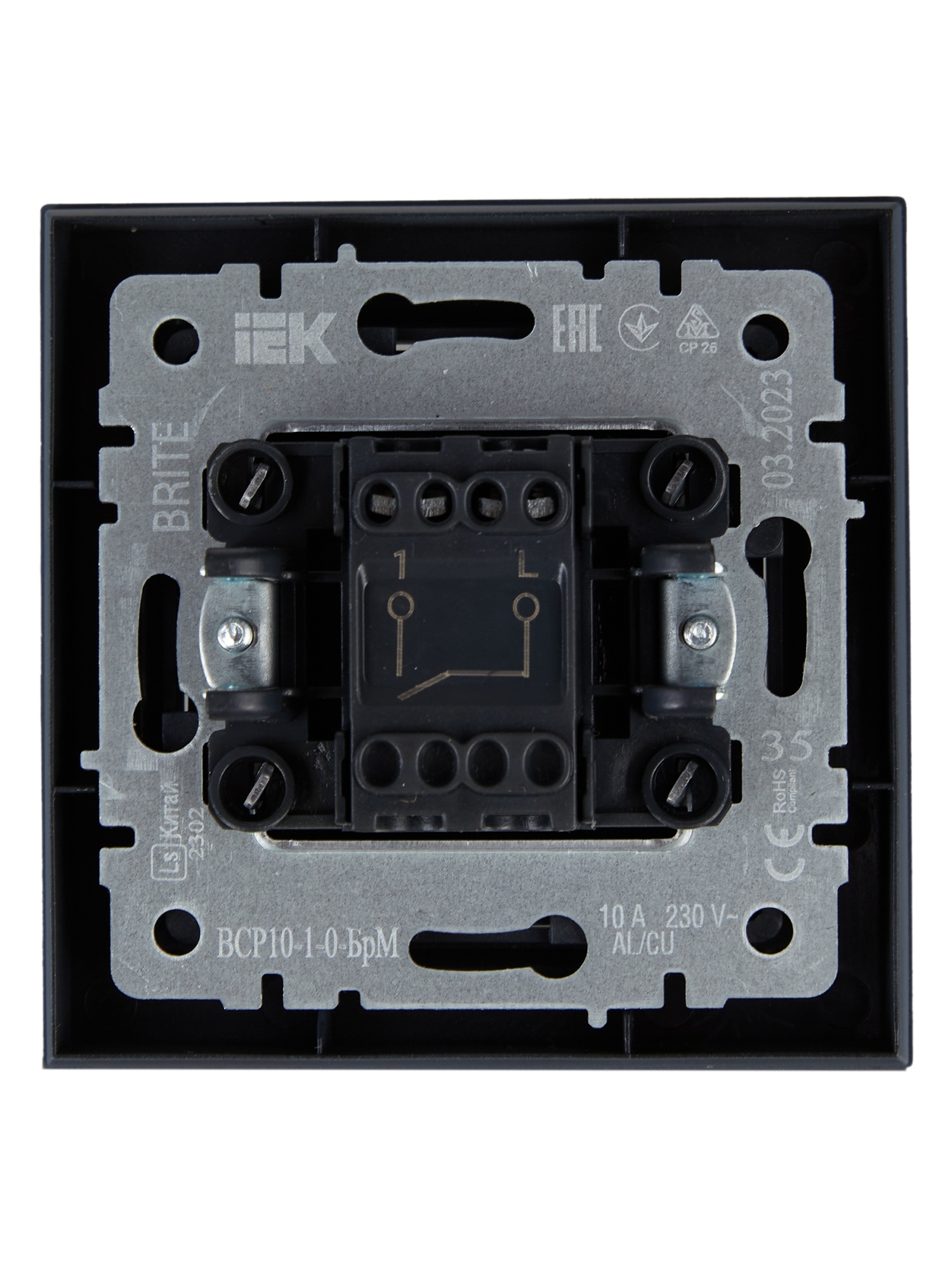 BRITE Выключатель 1-клавишный 10А в сборе ВСР10-1-0-БрМ маренго IEK