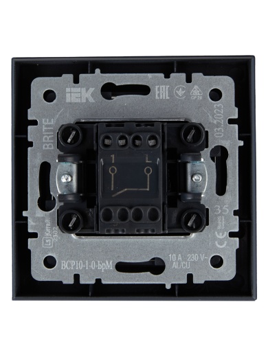 BRITE Выключатель 1-клавишный 10А в сборе ВСР10-1-0-БрМ маренго IEK