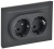 BRITE Розетка 2-местная с заземлением с защитными шторками 16А в сборе РСш12-3-БрГ графит IEK
