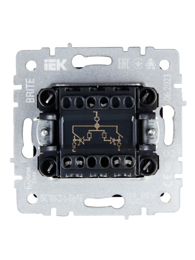 BRITE Выключатель 2-клавишный с индикацией 10А ВС10-2-1-БрЧ черный IEK