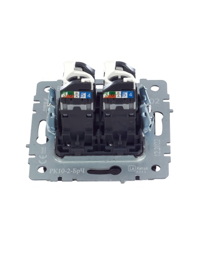 BRITE Розетка компьютерная двойная RJ45 кат.5E РК10-2-БрЧ черный IEK