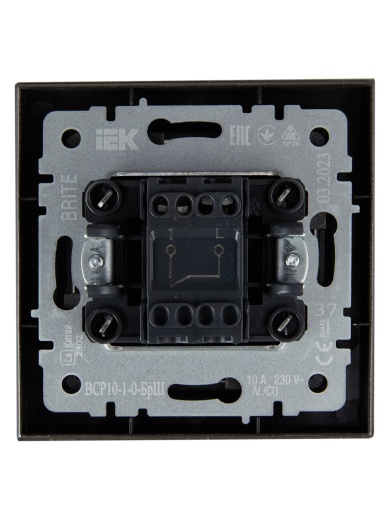 BRITE Выключатель 1-клавишный 10А в сборе ВСР10-1-0-БрШ шампань IEK