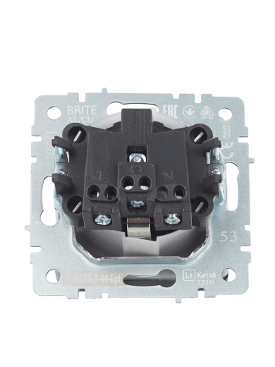 BRITE Розетка 1-местная с заземлением с защитными шторками и крышкой 16А IP44 РСбш10-3-44-БрГ графит IEK