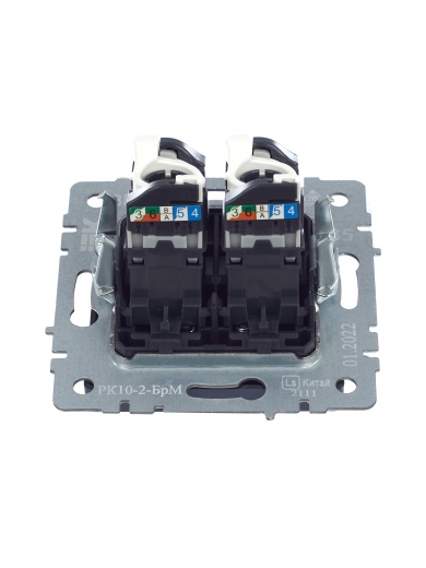 BRITE Розетка компьютерная двойная RJ45 кат.5E РК10-2-БрМ маренго IEK