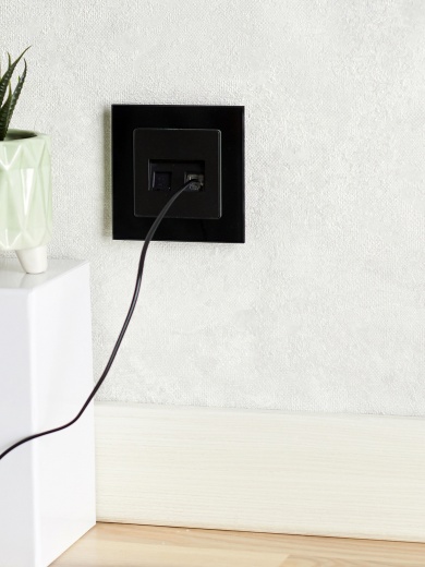 BRITE Розетка компьютерная двойная RJ45 кат.5E РК10-2-БрЧ черный IEK