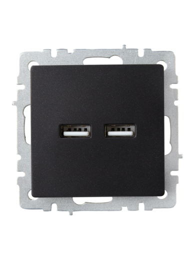 BRITE Розетка USB A+A 5В 3,1А РЮ10-1-БрЧ черный IEK