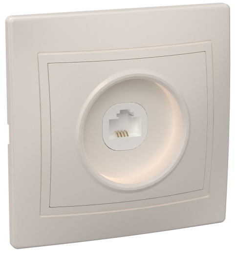 KVARTA Розетка 1-местная телефонная RJ11 РТ10-ККм кремовый IEK