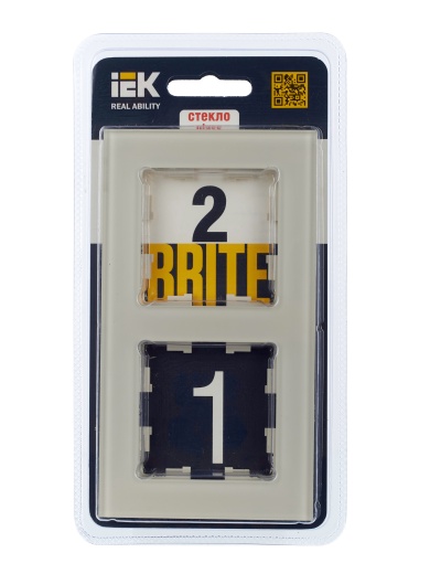 BRITE Рамка 2 -местная РУ-2-2-БрВа стекло ванильный IEK