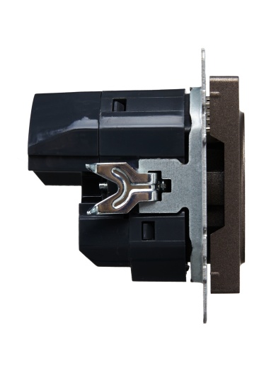 BRITE Розетка 1-местная с заземлением с защитными шторками 16А с USB A+C 18Вт РЮш11-1-БрТБ темная бронза IEK