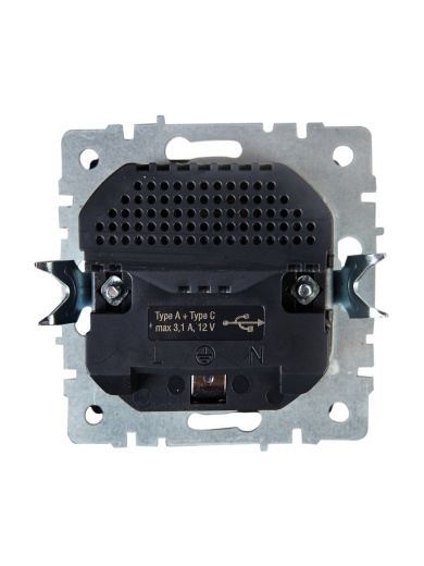 BRITE Розетка 1-местная с заземлением с защитными шторками 16А с USB A+C 18Вт РЮш11-1-БрЖ жемчуг IEK