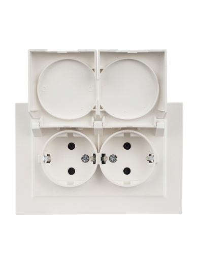 BRITE Розетка 2-местная с заземлением с защитными шторками и крышкой 16А в сборе IP44 РСбш12-3-44-БрЖ жемчуг IEK