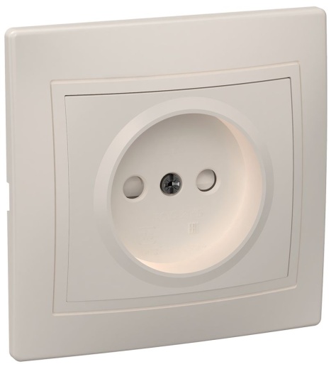KVARTA Розетка 1-местная РСш10-2-ККм без заземляющего контакта с защитной шторкой 10А кремовый IEK