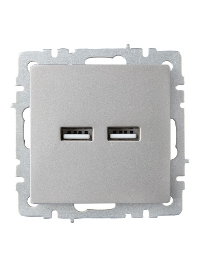 BRITE Розетка USB A+A 5В 3,1А РЮ10-1-БрС сталь IEK