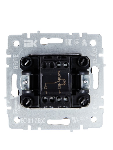 BRITE Выключатель 1-клавишный проходной с индикацией 10А ВС10-1-7-БрС сталь IEK