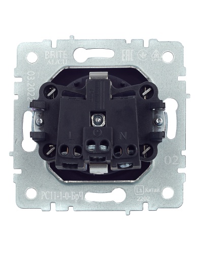 BRITE Розетка 1-местная с заземлением без защитных шторок 16А РС11-1-0-БрЧ черный IEK