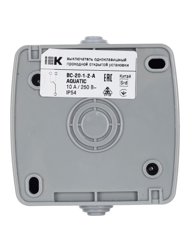 AQUATIC Выключатель 1-клавишный проходной для открытой установки 10А IP54 ВС-20-1-2-А IEK