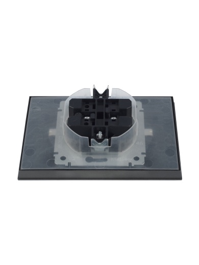 BRITE Розетка 2-местная с заземлением с защитными шторками и крышкой 16А в сборе IP44 РСбш12-3-44-БрС сталь IEK