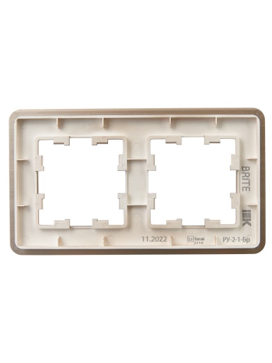 BRITE Рамка 2-местная РУ-2-1-Бр металл шампань RE AL IEK