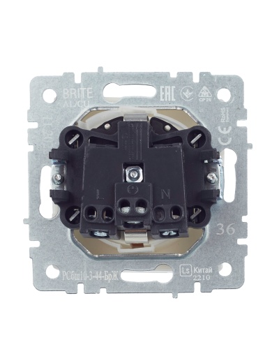 BRITE Розетка 1-местная с заземлением с защитными шторками и крышкой 16А IP44 РСбш10-3-44-БрЖ жемчуг IEK