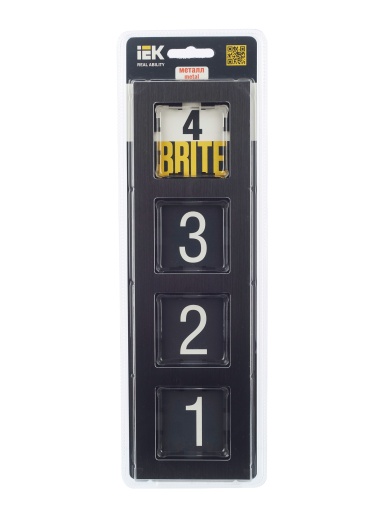 BRITE Рамка 4 -местная РУ-4-1-БрЧ металл черный IEK