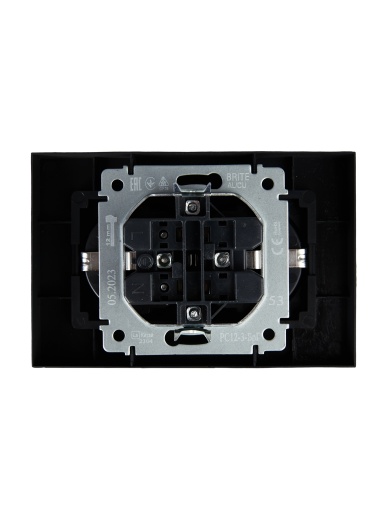 BRITE Розетка 2-местная с заземлением без защитных шторок 16А в сборе РС12-3-БрГ графит IEK